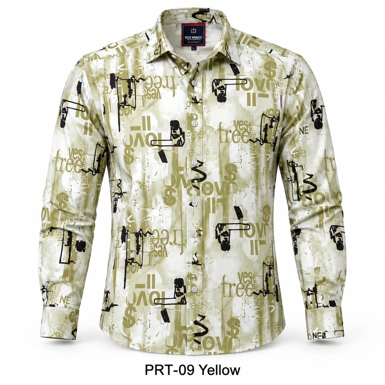 Trendy casual printed yellow  shirts lafer - PRT - 09