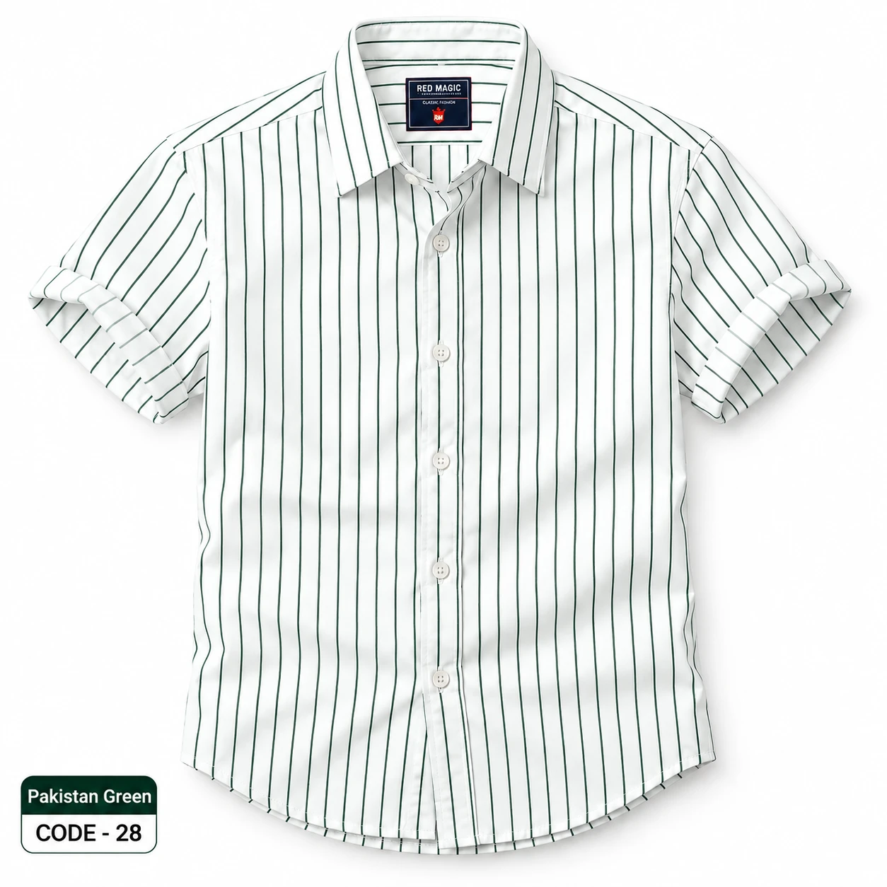 Pretty lining casual full hand pakistan green  shirt - PRT 28