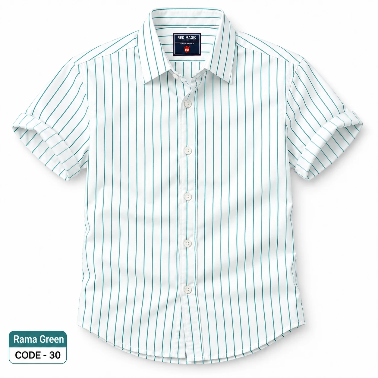 Pretty lining casual full hand  rama green shirt - PRT 30
