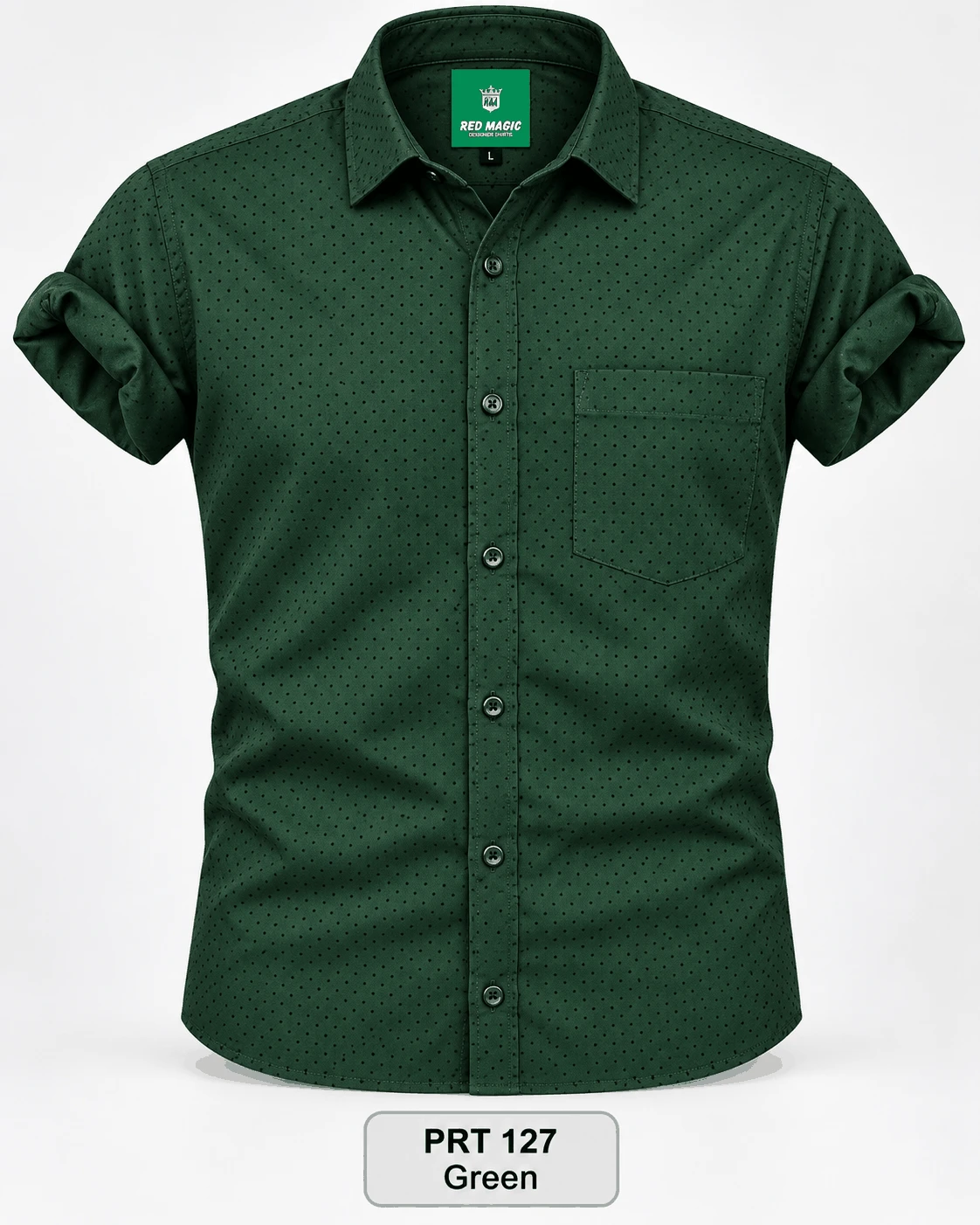 Pretty printed casual  green shirt - PRT - 127