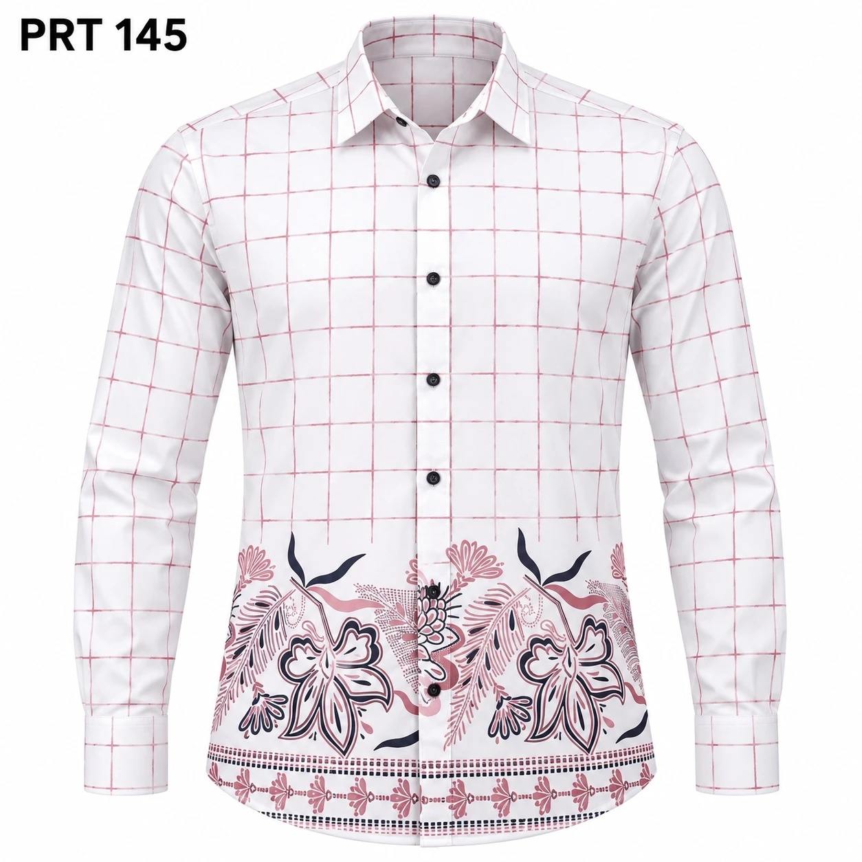 Trendy casual printed  pink shirt full hand - PRT 145