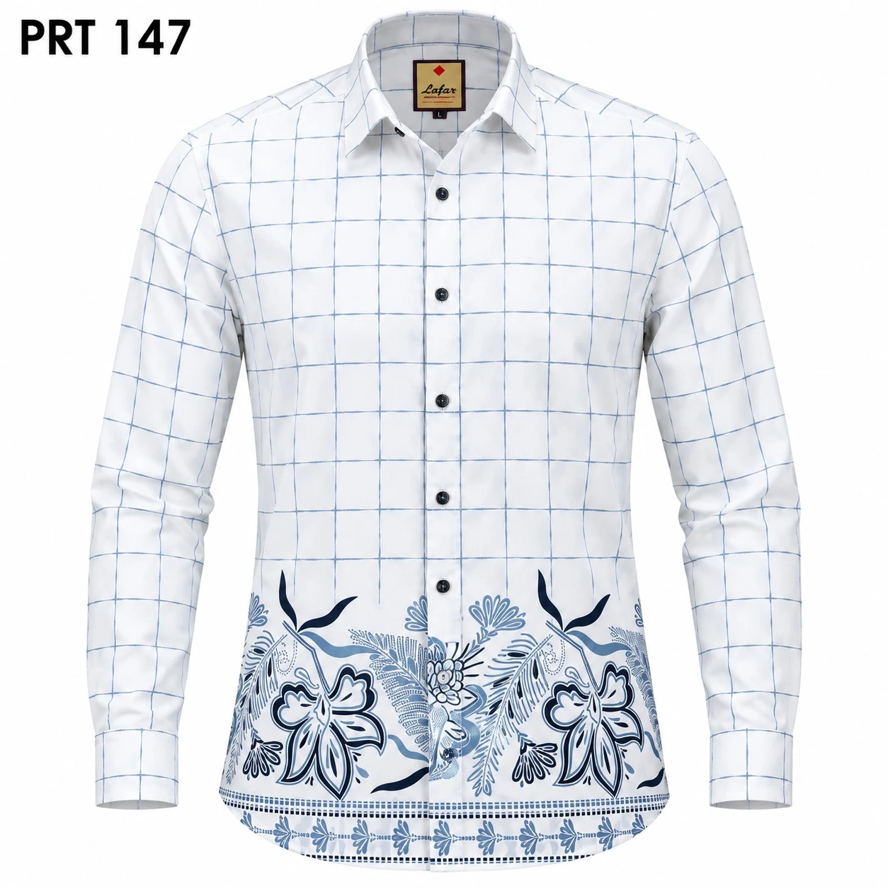 Trendy  blue shirt printed full sleeve -PRT 147