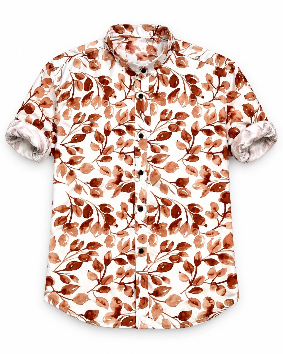 Casual printed  orange shirt full sleeve -PRT 65