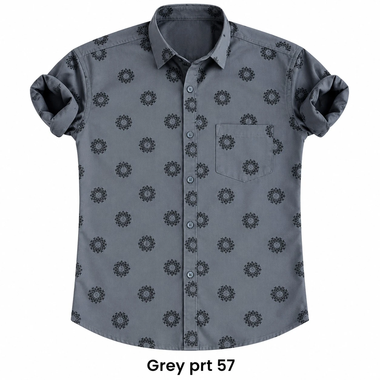 Casual printed grey shirt full sleeve -PRT 57