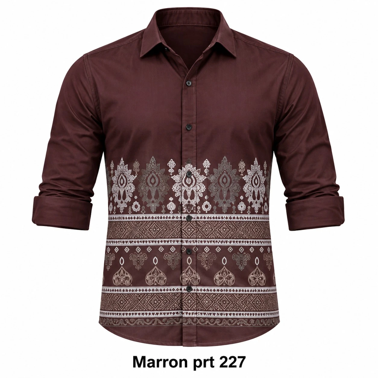 Casual printed  maroon shirt full sleeve -PRT 227