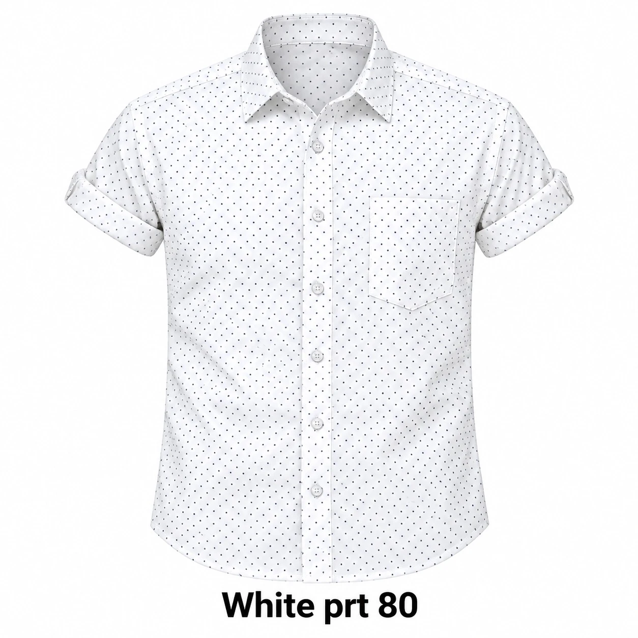 Casual printed  white shirt full sleeve -PRT 80