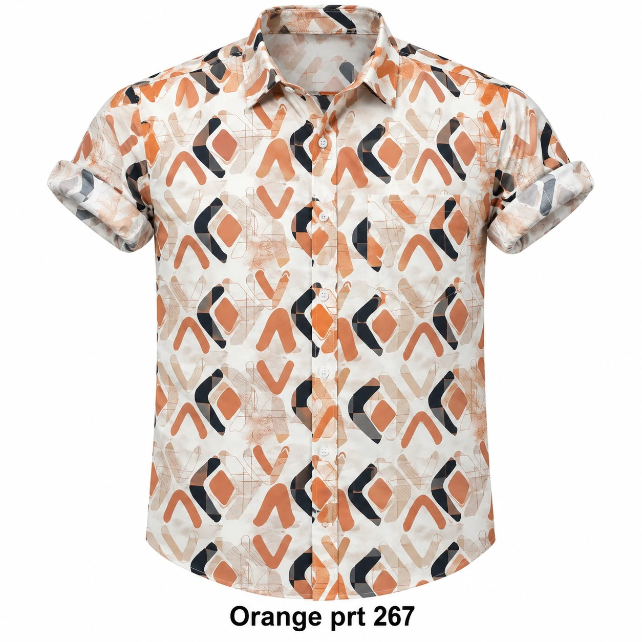 Casual printed orange  shirt full sleeve -PRT 267