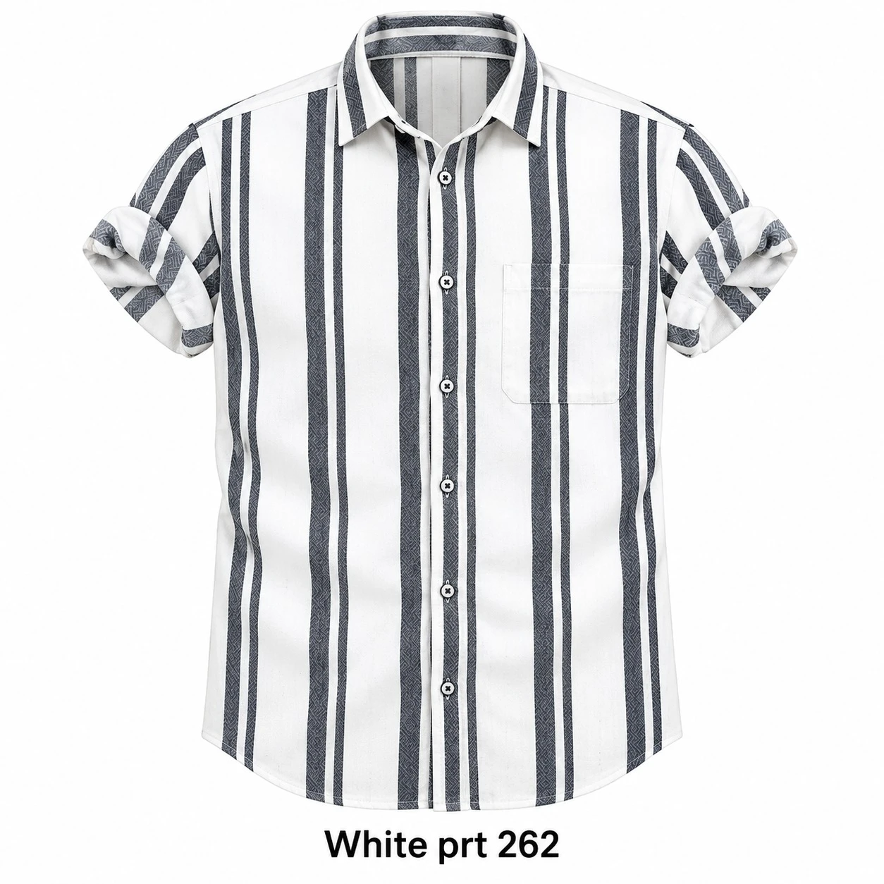 Casual printed  white shirt full sleeve -PRT 262