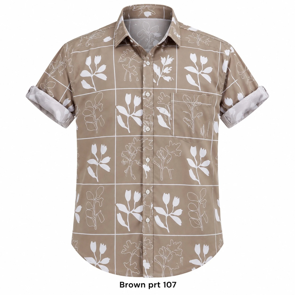 Casual printed brown shirt full sleeve -PRT 107