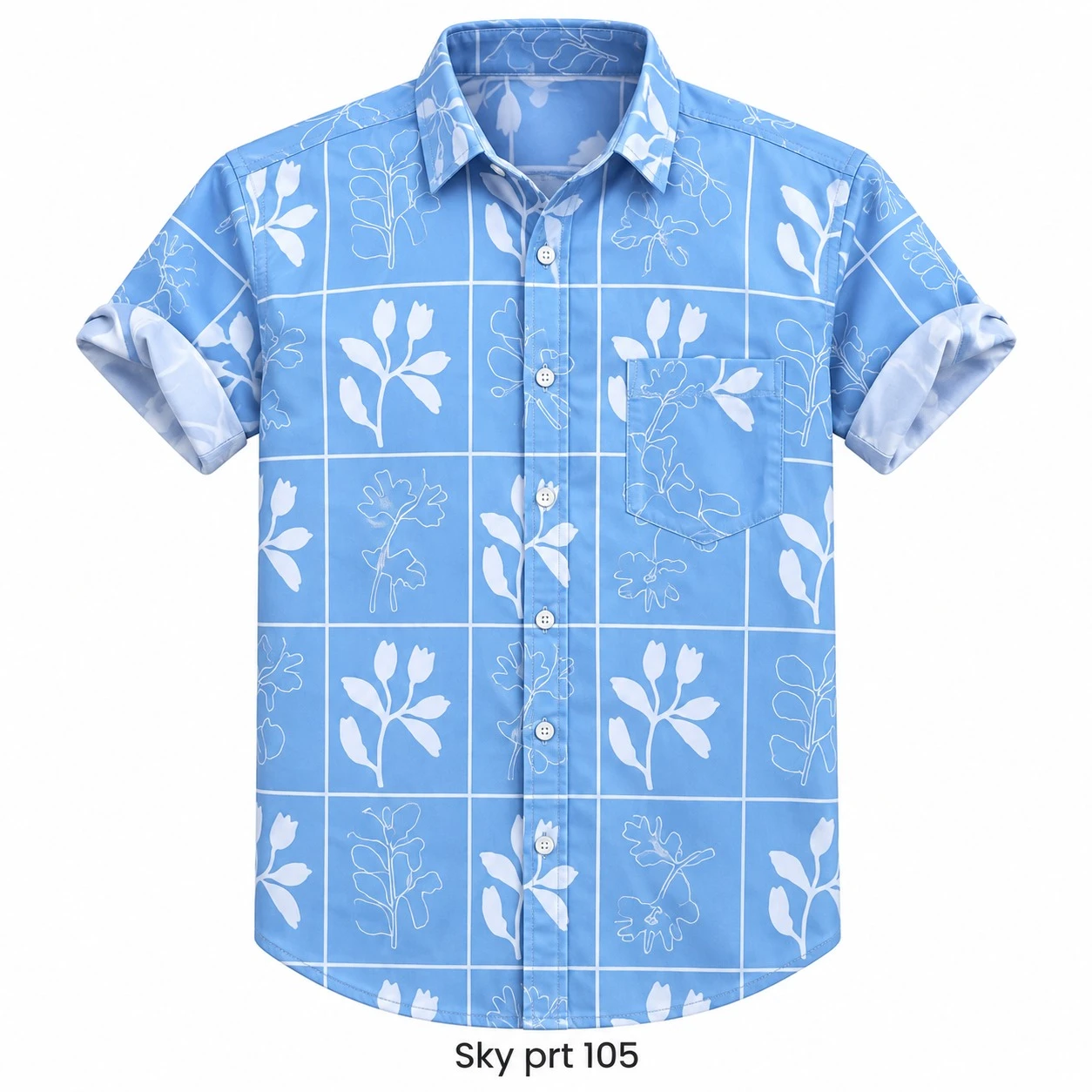 Casual printed sky blue  shirt full sleeve -PRT 105