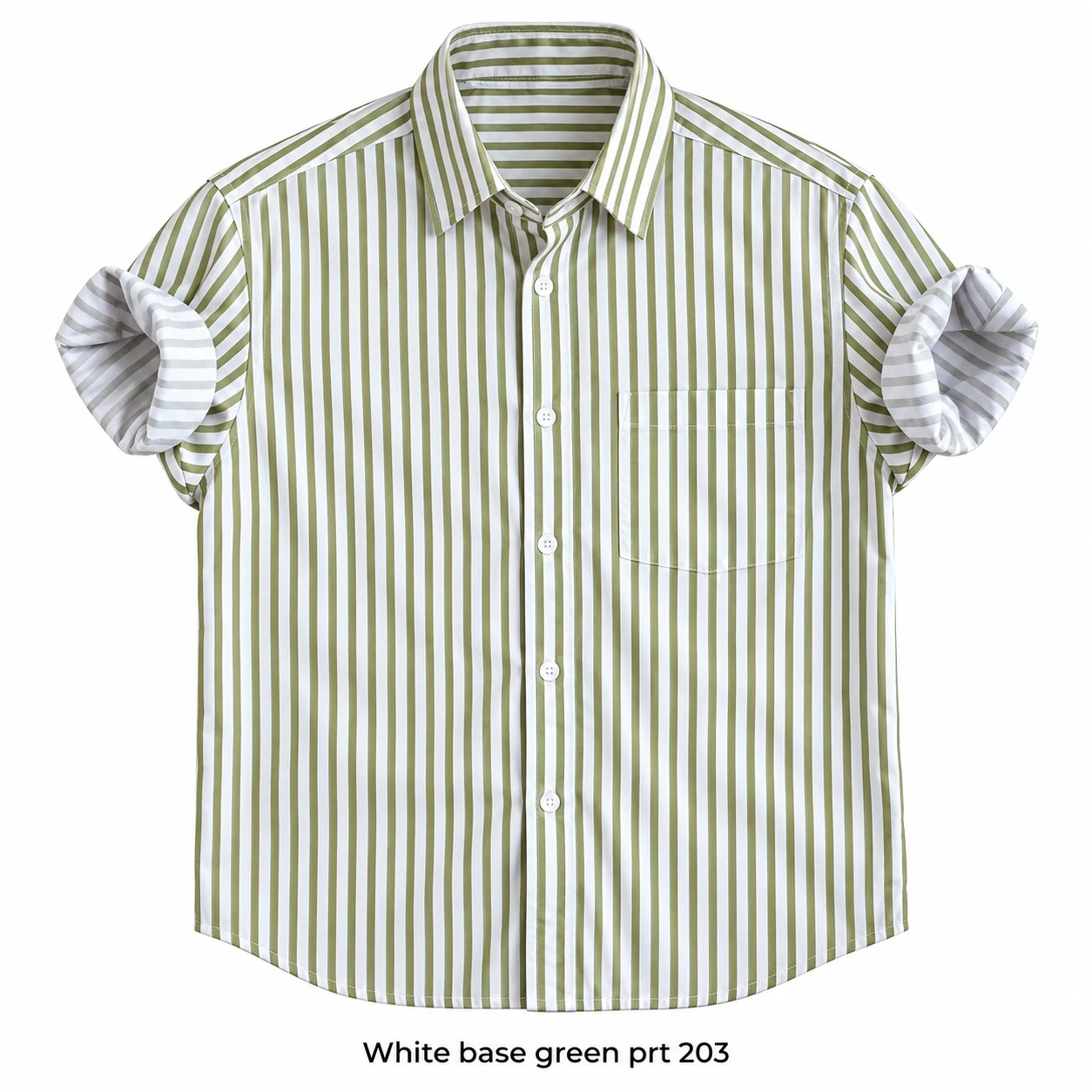 Casual printed white base green  shirt full sleeve -PRT 203