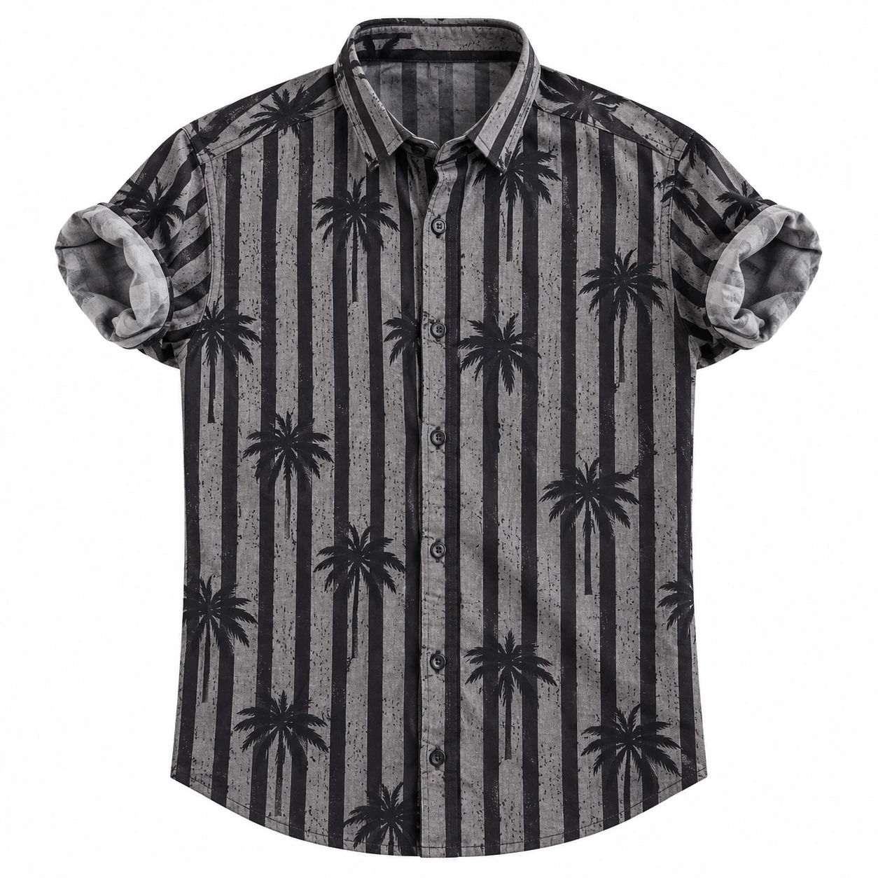 Casual printed dark grey  shirt full sleeve -PRT 209