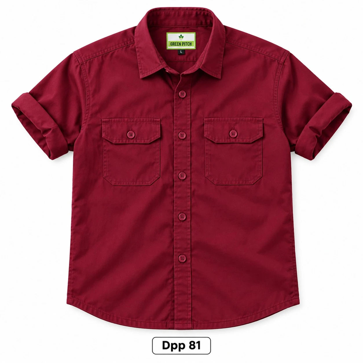 Trendy plain double pocket maroon  shirt -DPP 81