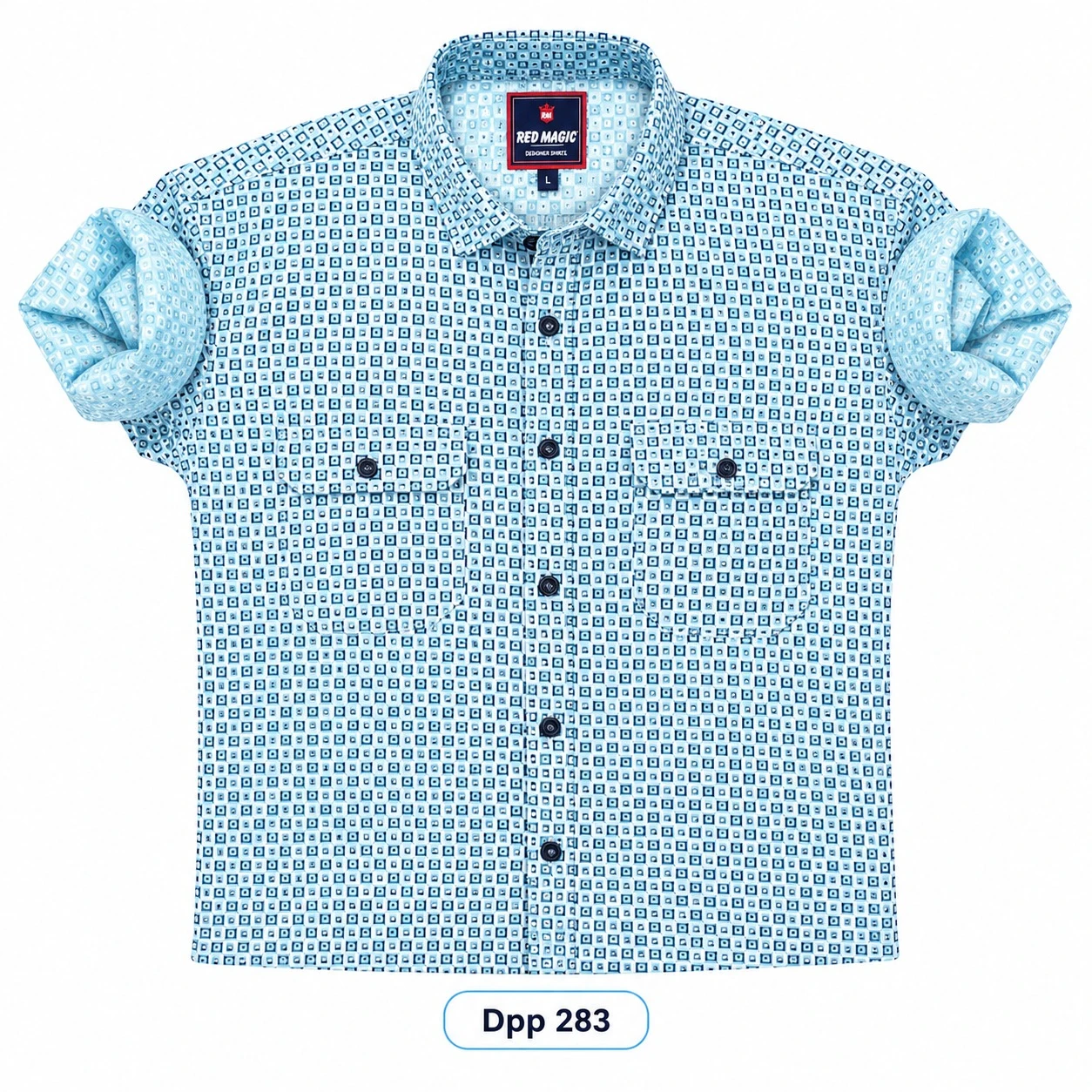 Trendy printed double pocket rama green  shirt -DPP 283