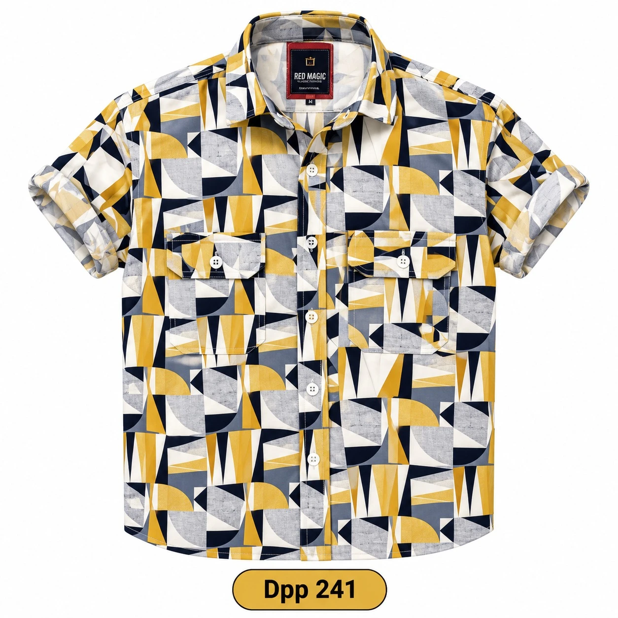 Trendy printed double pocket yellow  shirt -DPP 241