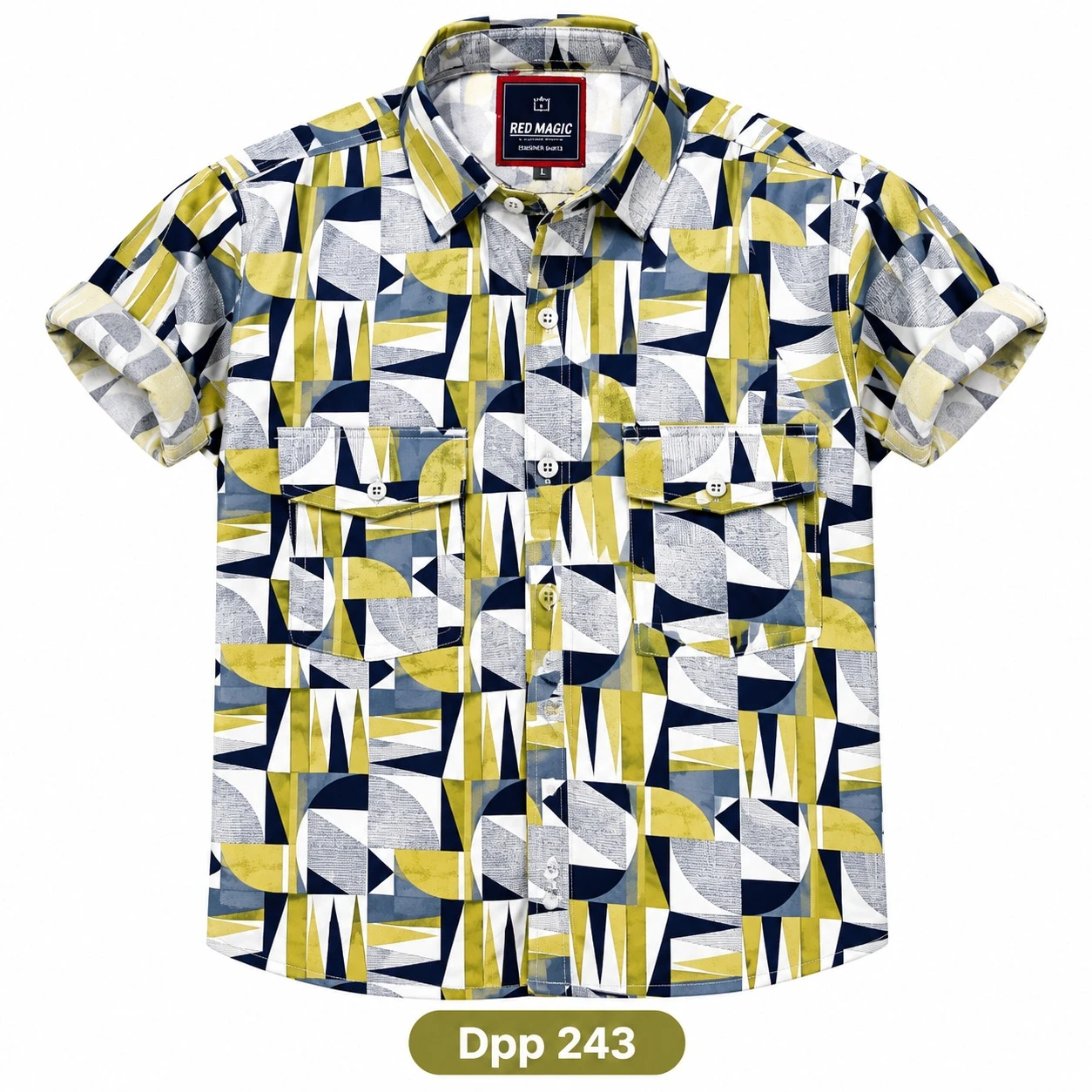 Trendy printed double pocket shirt -DPP 243