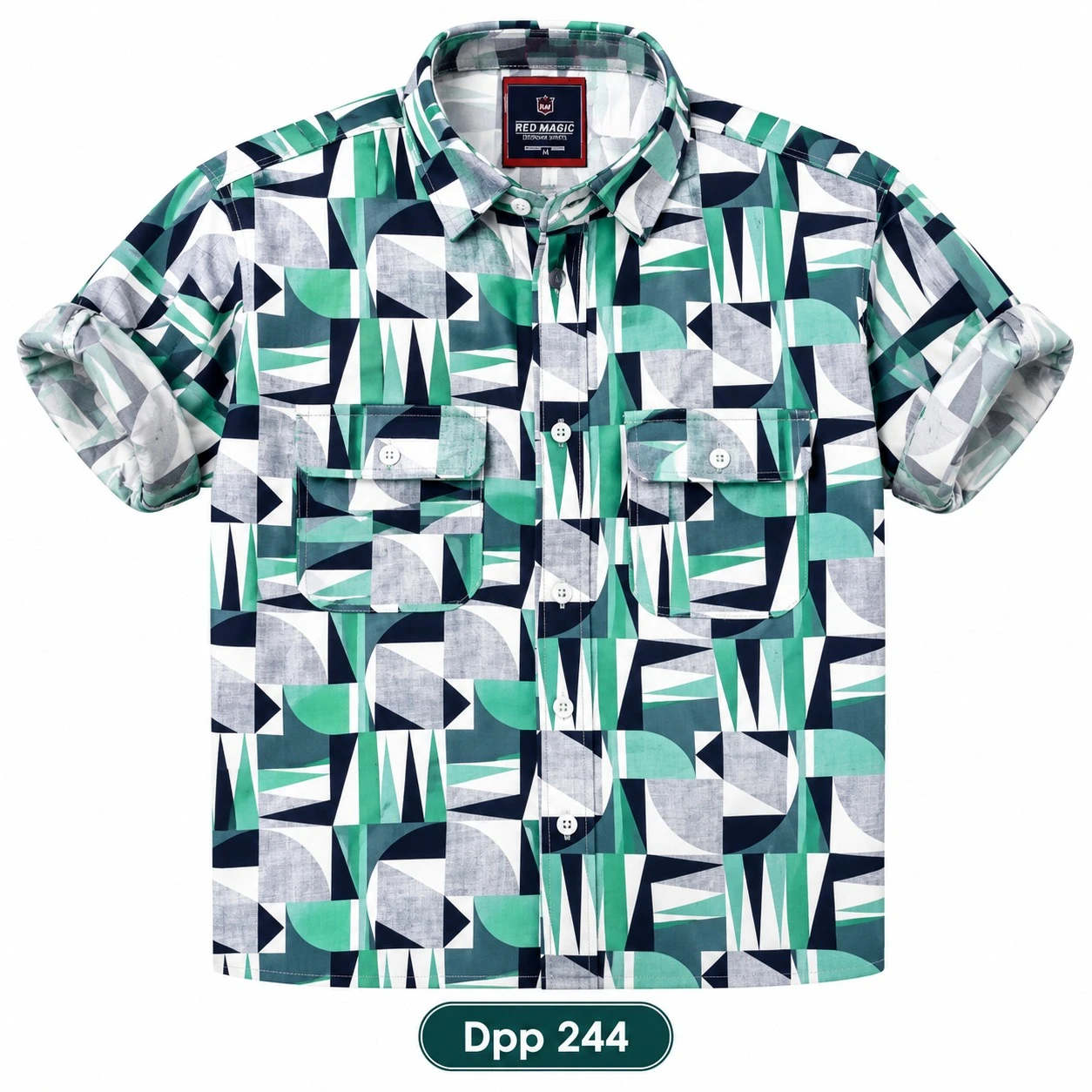 Trendy printed double pocket shirt -DPP 244