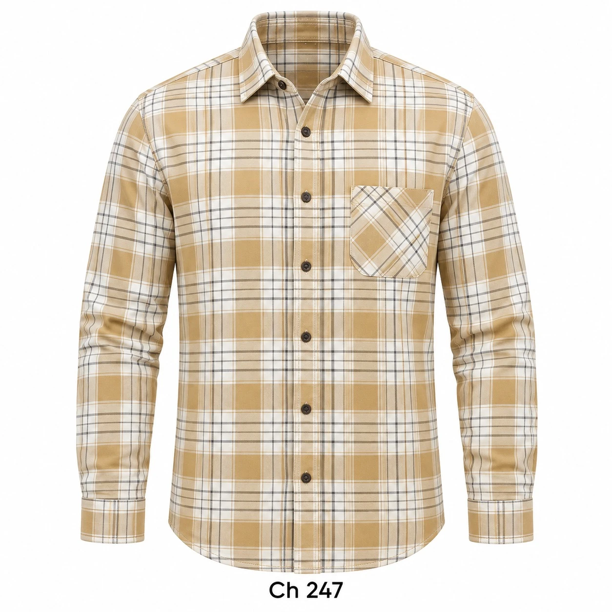 Formal checked full sleeve men's yellow  shirt -CH 247