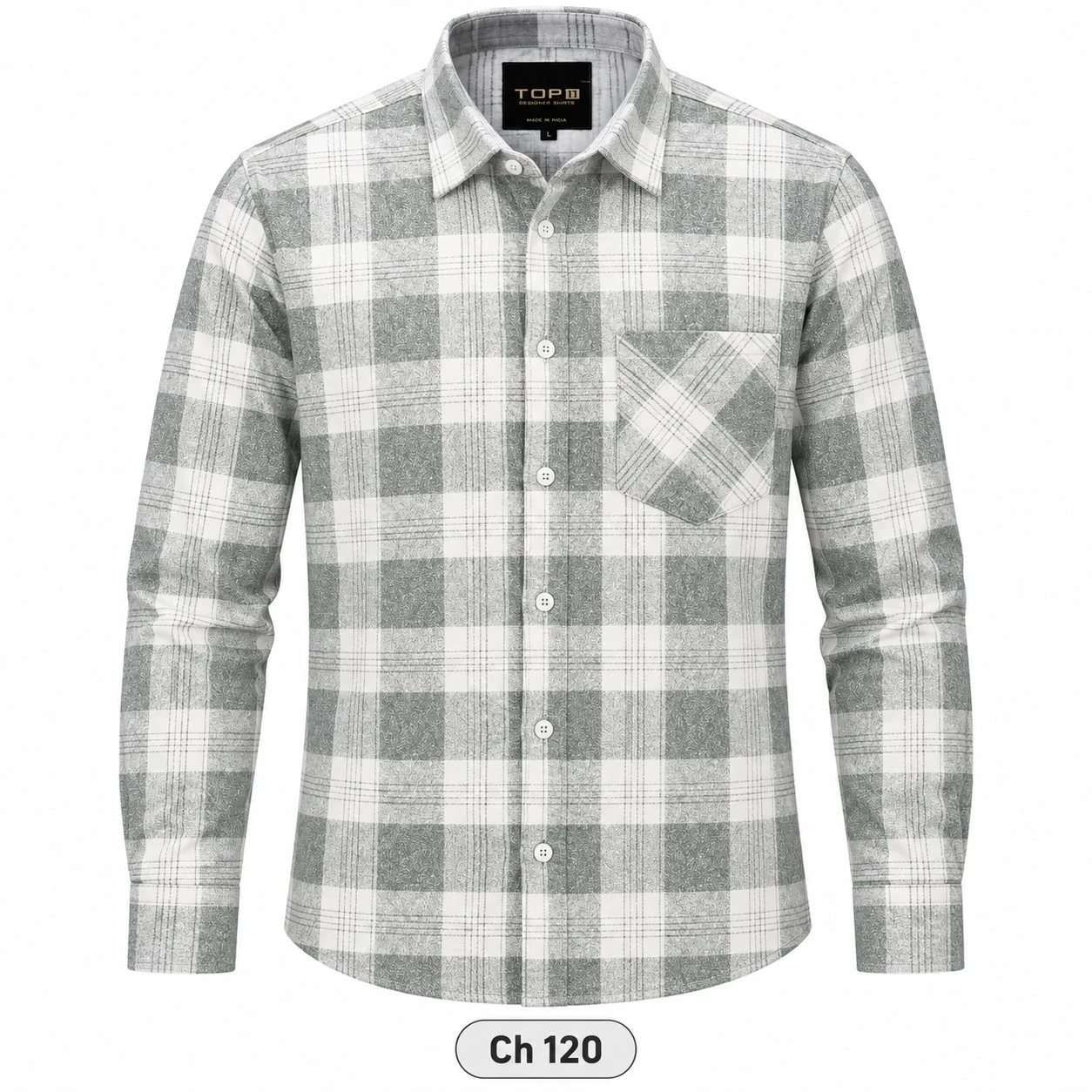 Trendy checked full sleeve grey shirt -CH 120
