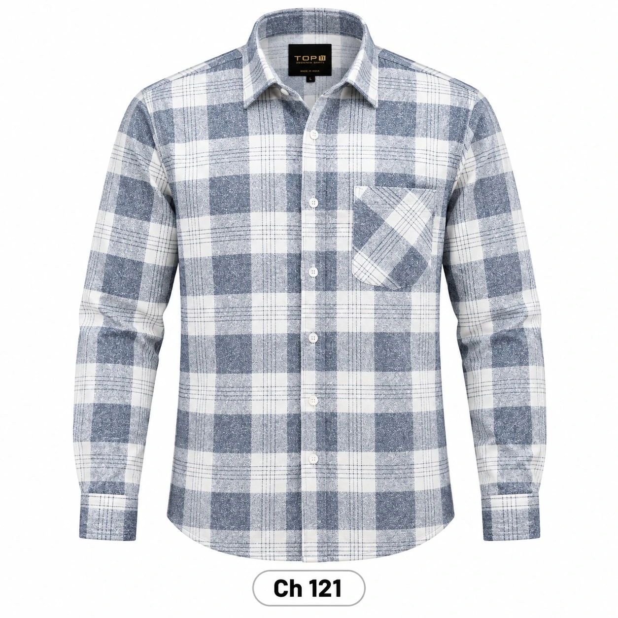 Trendy checked full sleeve  blue shirt -CH 121