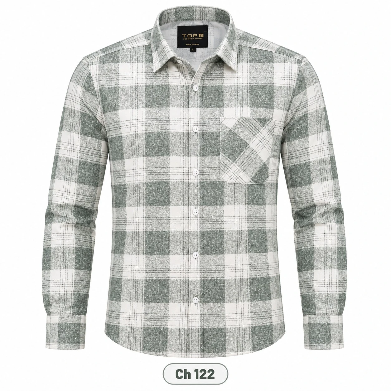 Trendy checked full sleeve green  shirt -CH 122