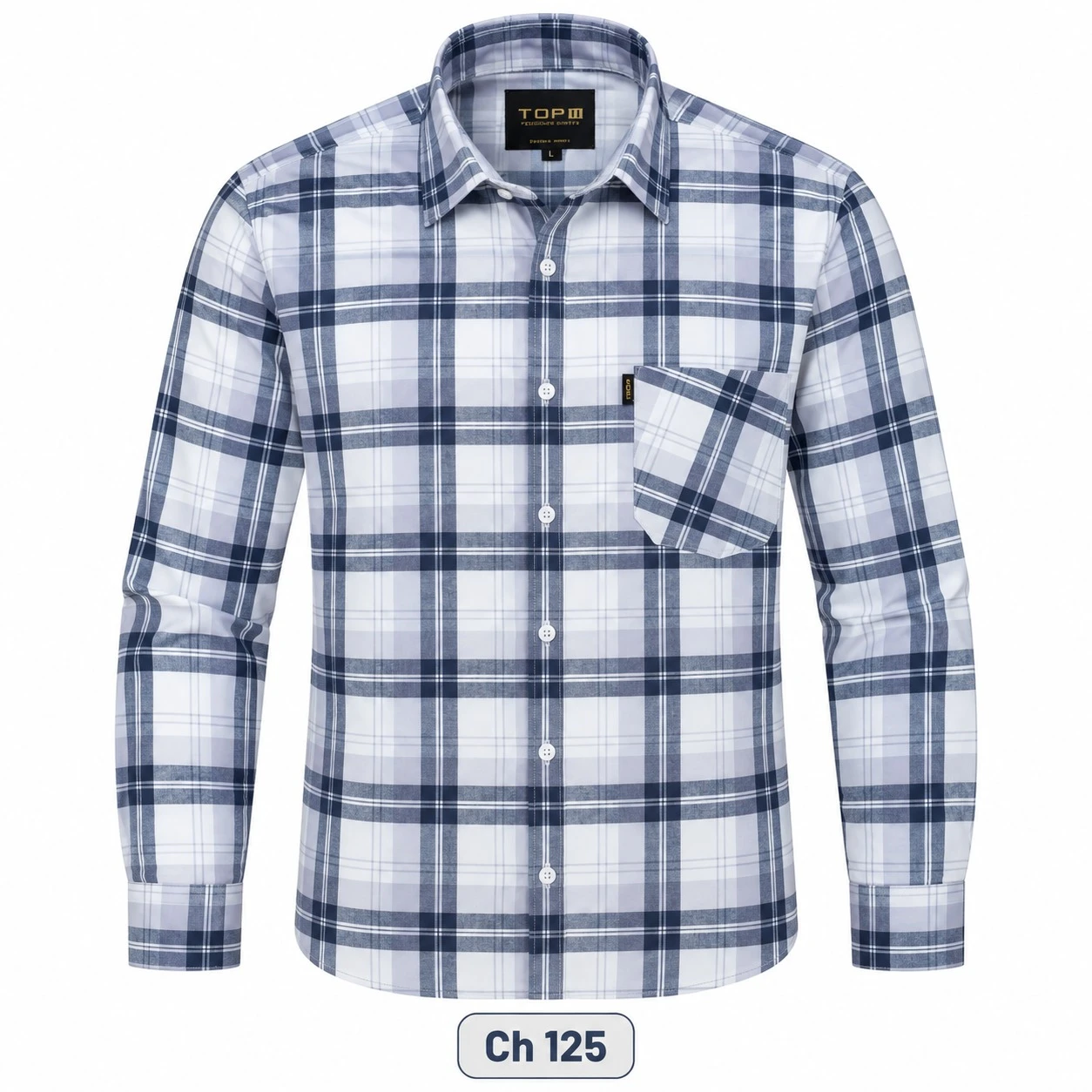 Trendy checked full sleeve sky blue shirt -CH 125