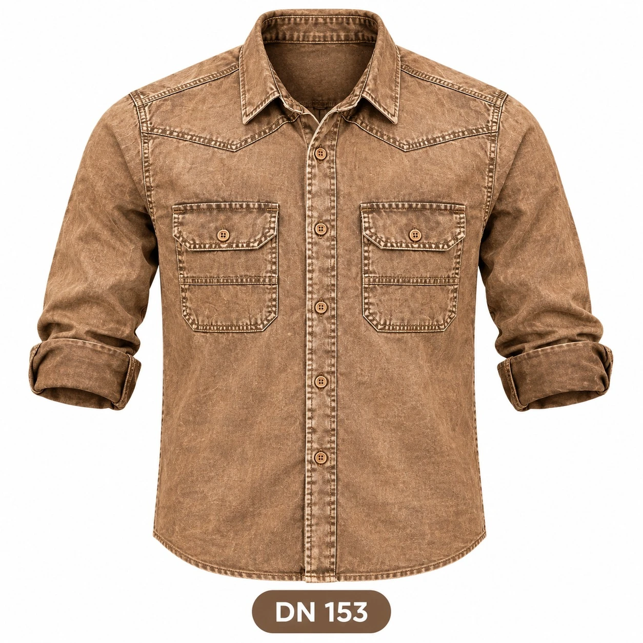 Trendy denim full sleeve brown  shirt-DN 153