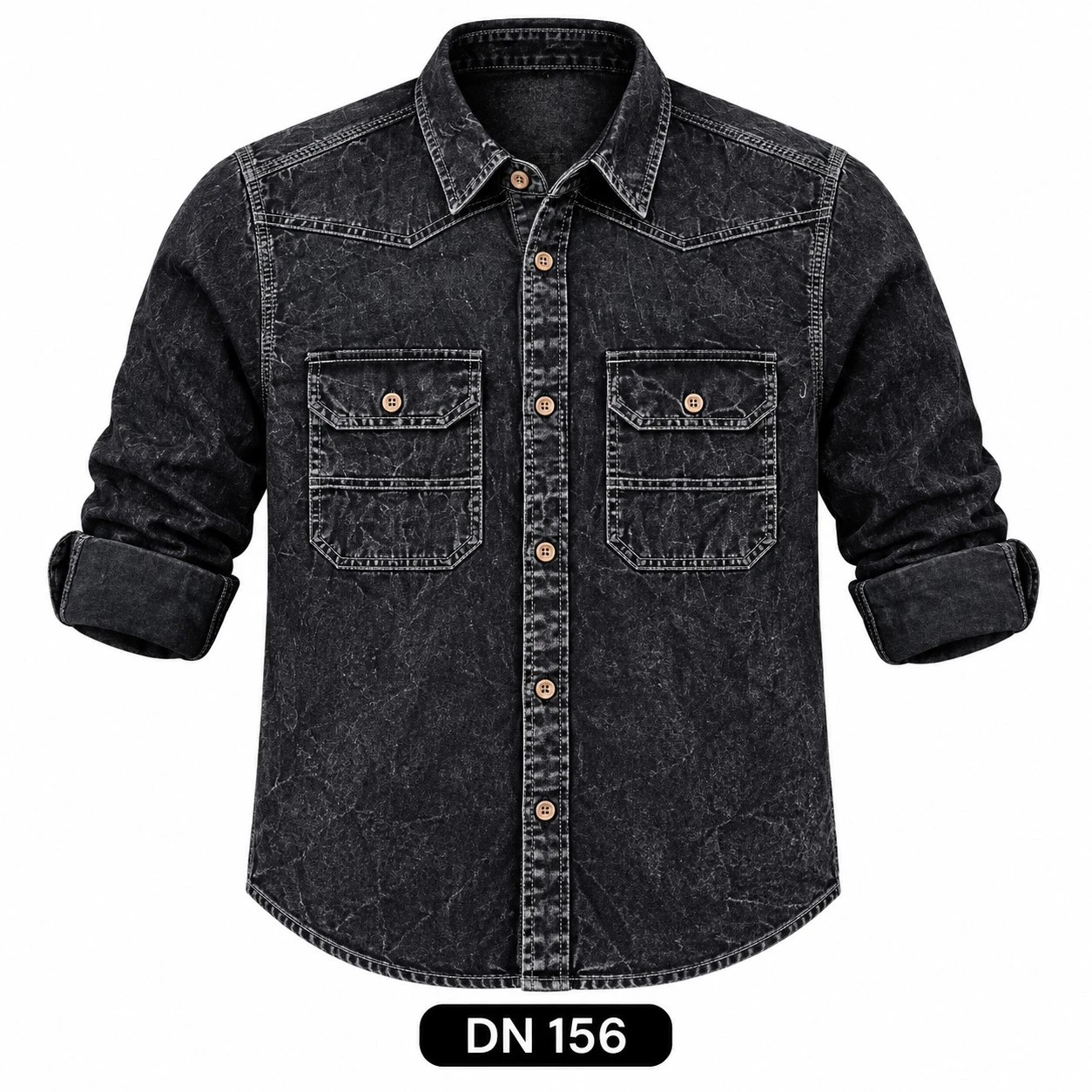 Trendy denim full sleeve black  shirt-DN 156