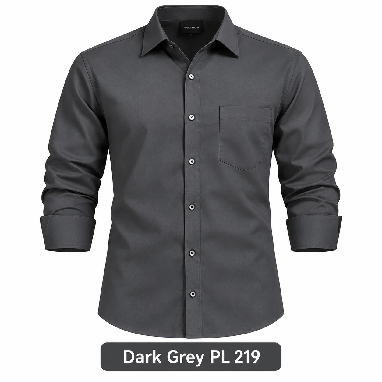 Casual plain men's  dark grey shirt- pl 219