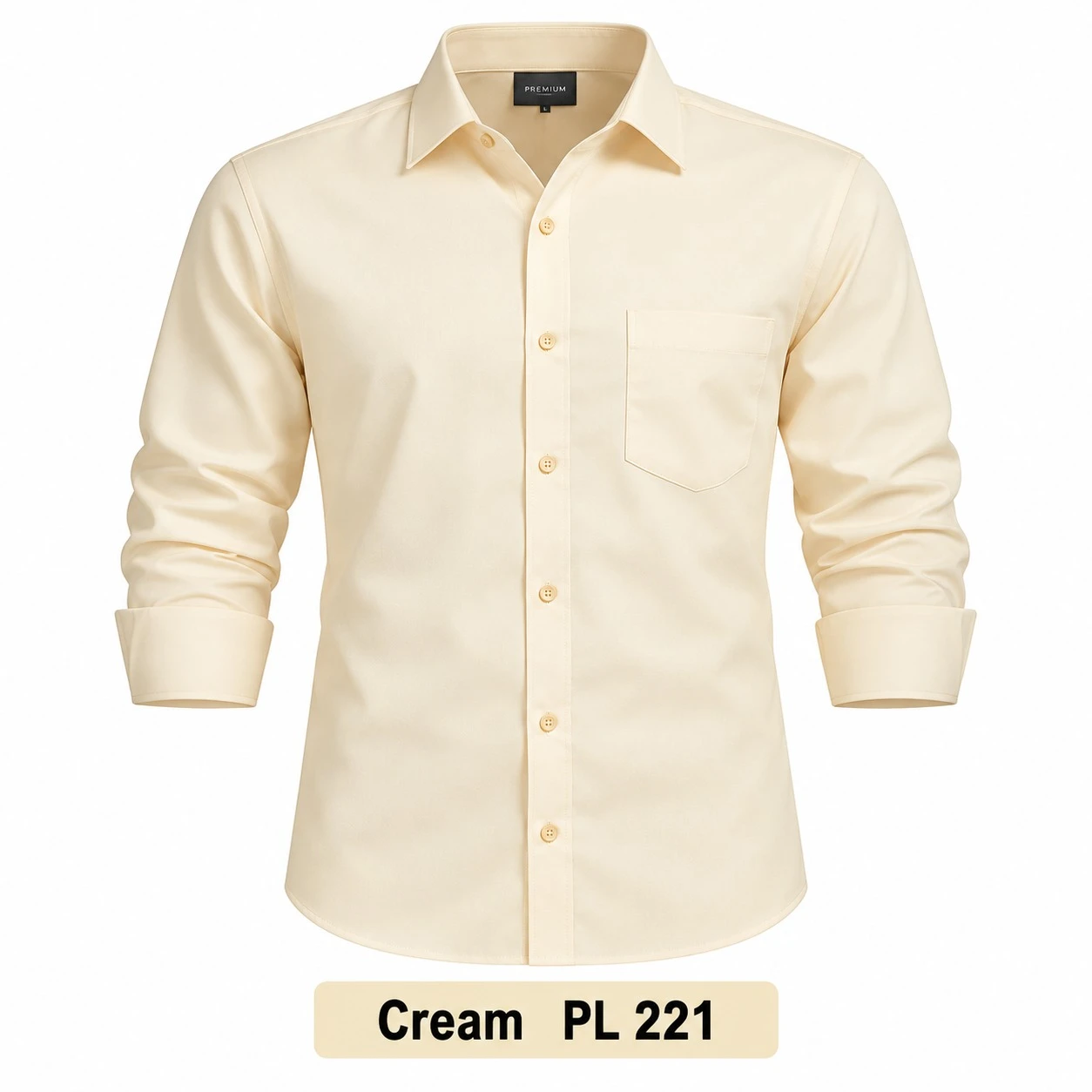 Casual plain men's cream shirt- pl 221