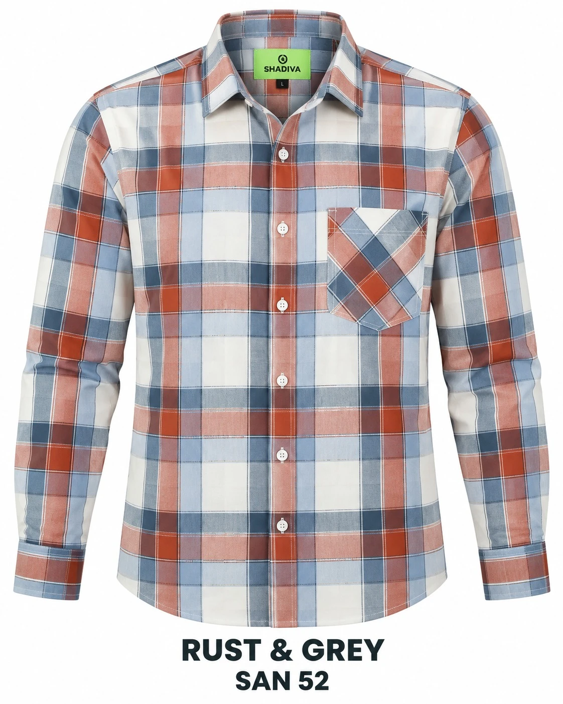 Casual checked shirt rust and grey  full sleeve -SAN 52