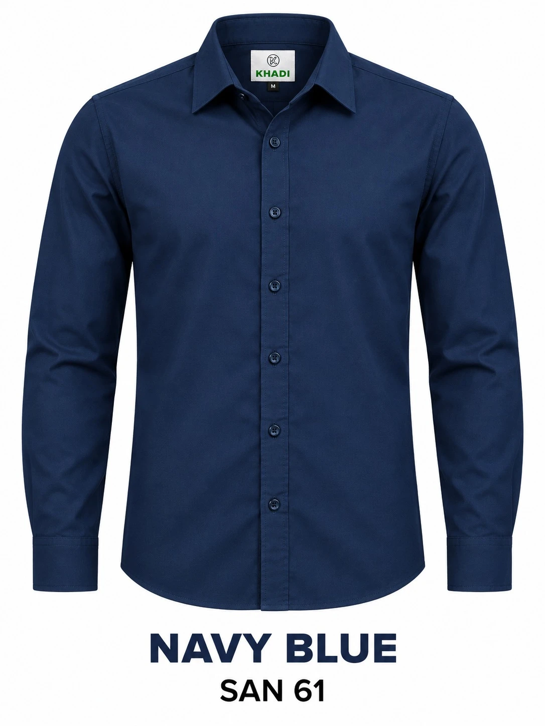 Casual plain men's navy blue shirt-SAN 61