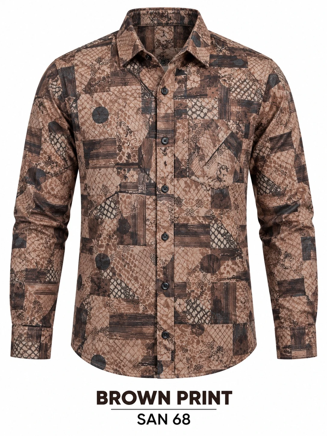 Casual printed brown shirt full sleeve -SAN 68