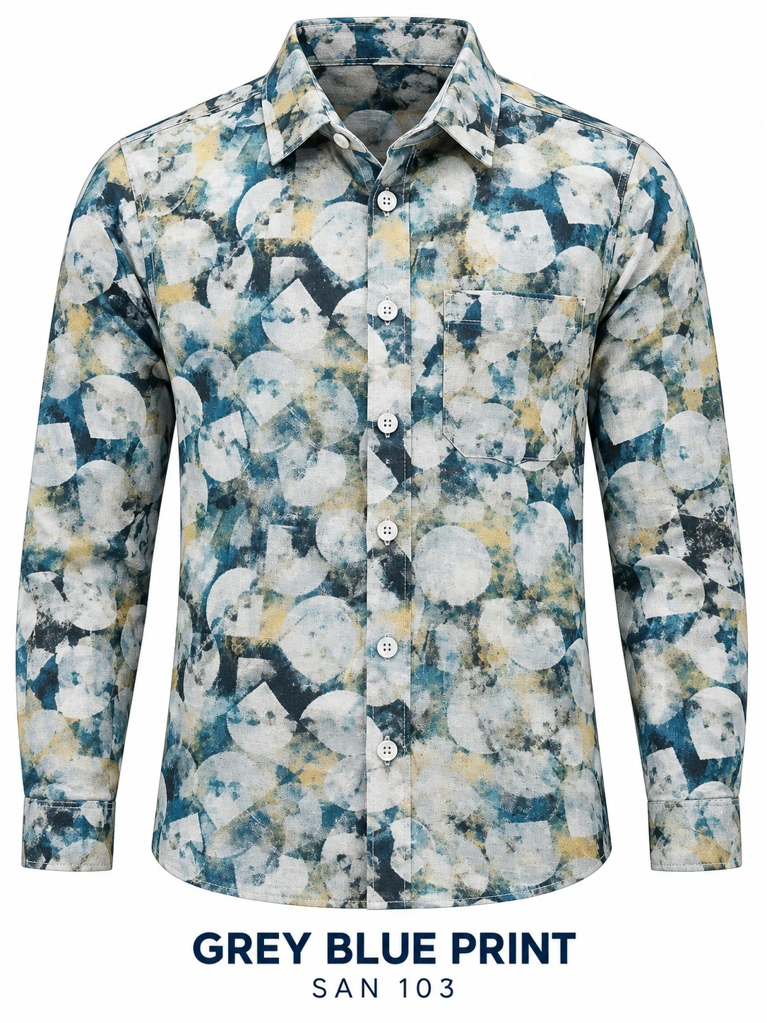 Casual printed grey blue  shirt full sleeve -SAN 103