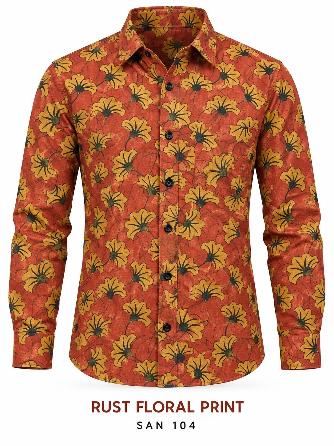 Casual printed rust floral print  shirt full sleeve -PRT 78