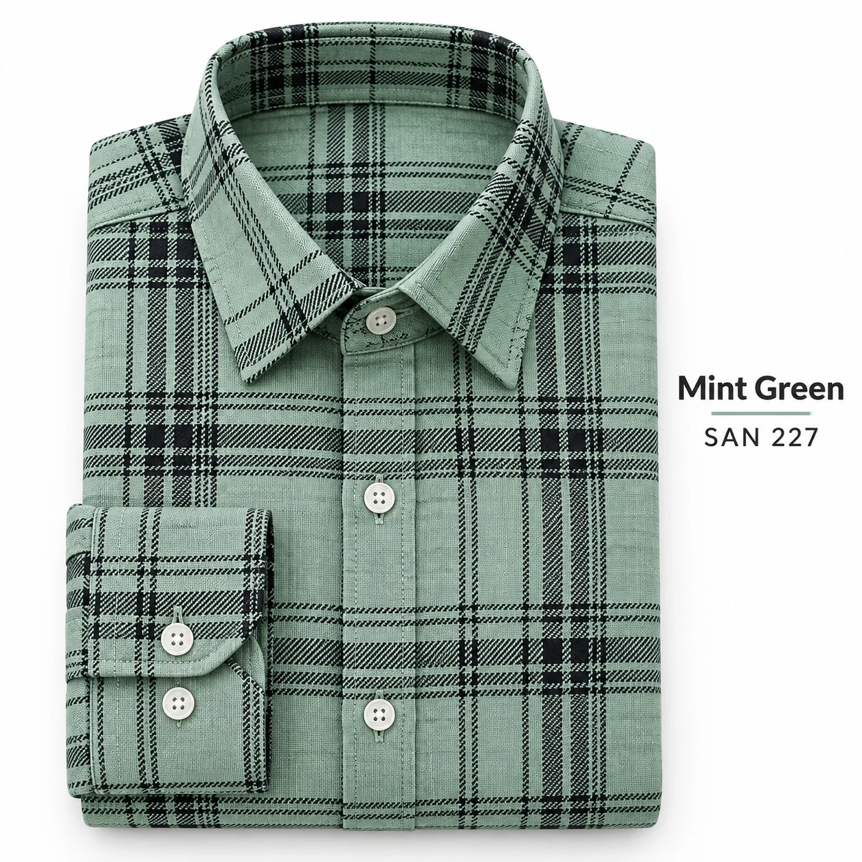 Trendy checked full sleeve Mint green  shirt -SAN 227