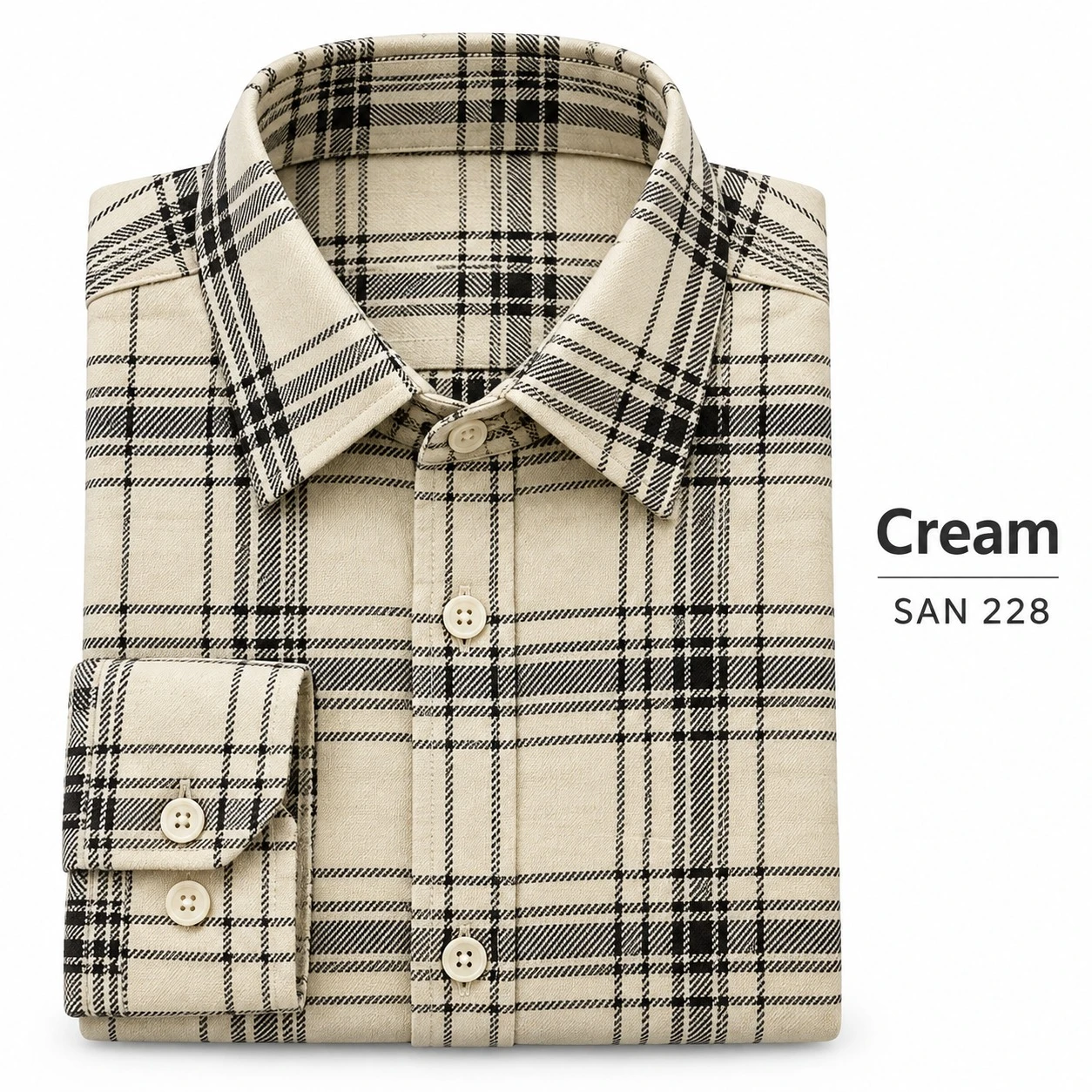 Trendy checked full sleeve cream colour  shirt -SAN 228