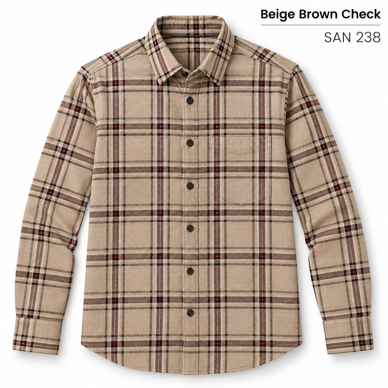 Trendy checked beige brown  shirt -SAN 238