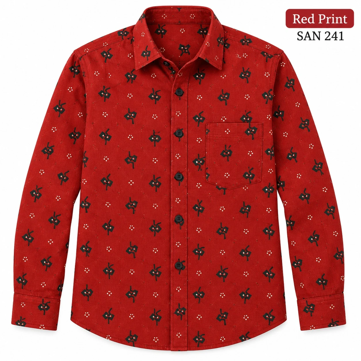 Casual printed  red shirt full sleeve -SAN 241
