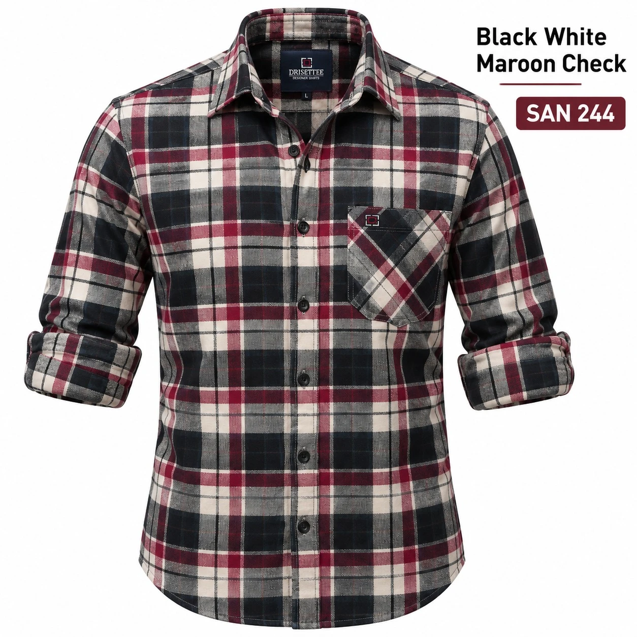 Trendy black white and red  checked  shirt -SAN 244