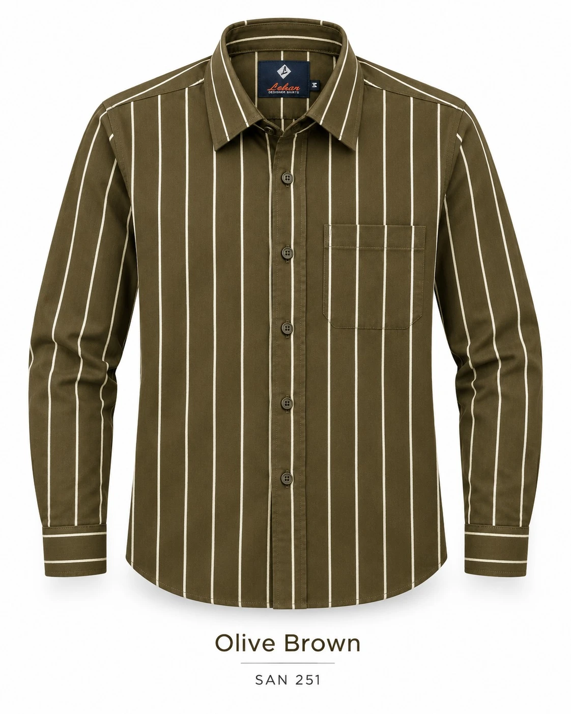 Casual lining olive brown shirt -SAN 251