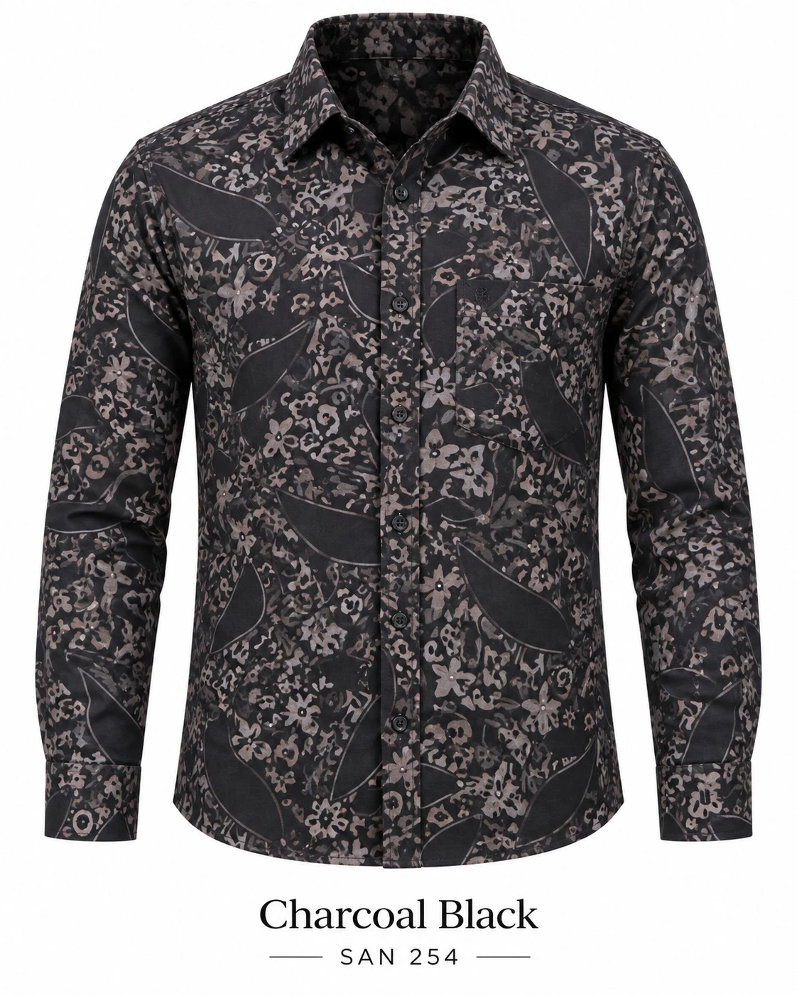 Trendy charcoal black printed shirt -SAN 254