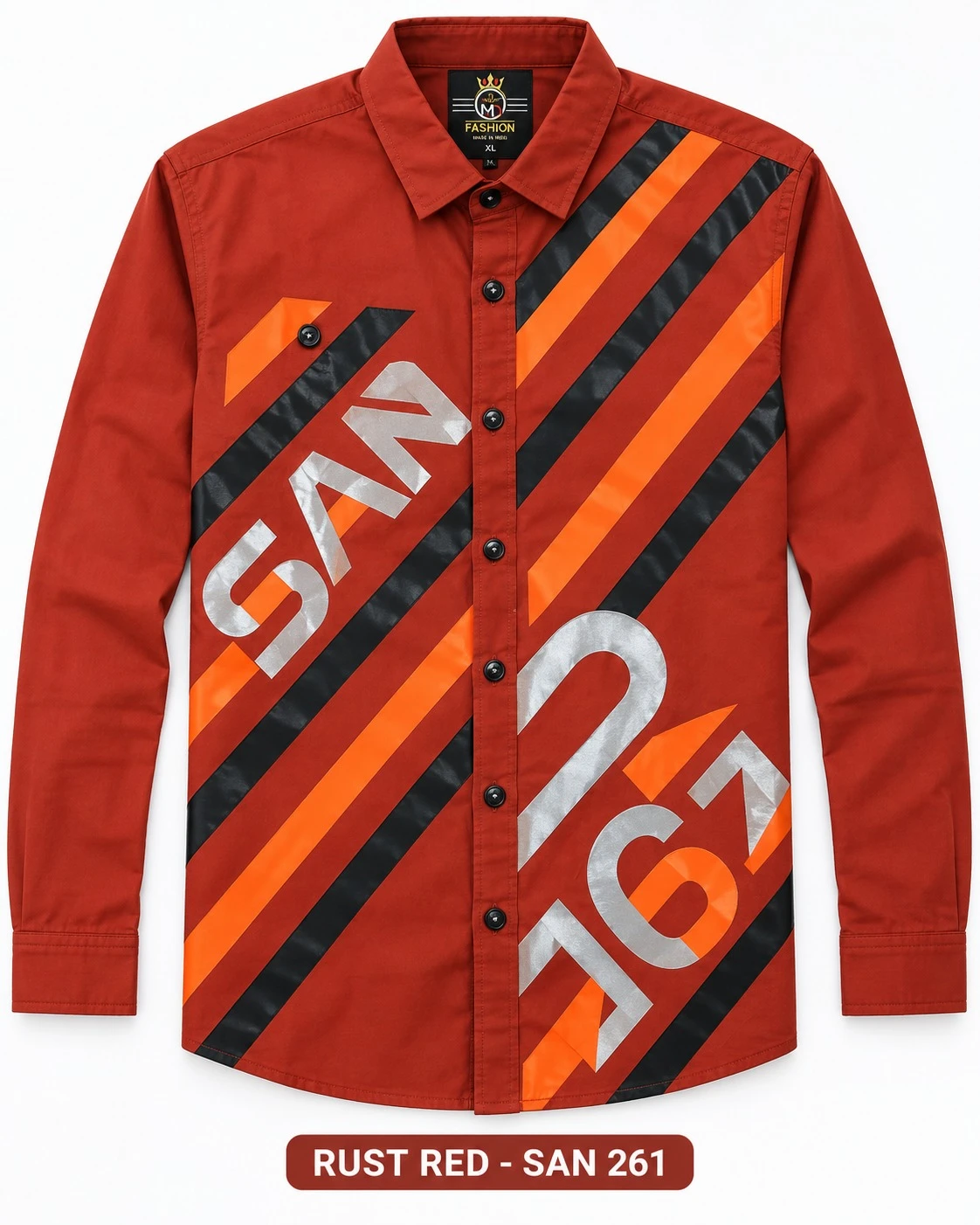 Trendy rust red printed shirt -SAN 261