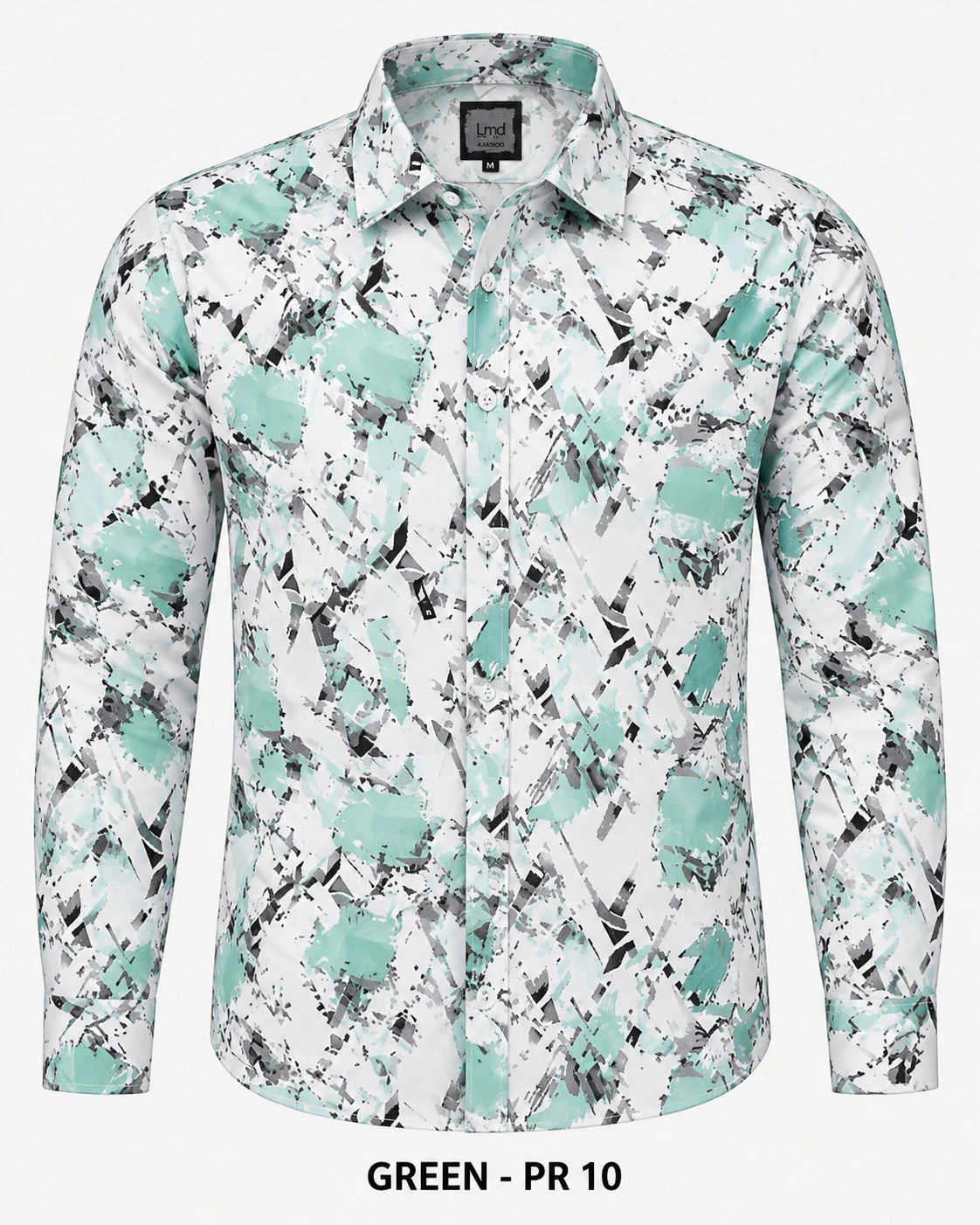 Trendy fashion green  white printed shirt -L-PR 11