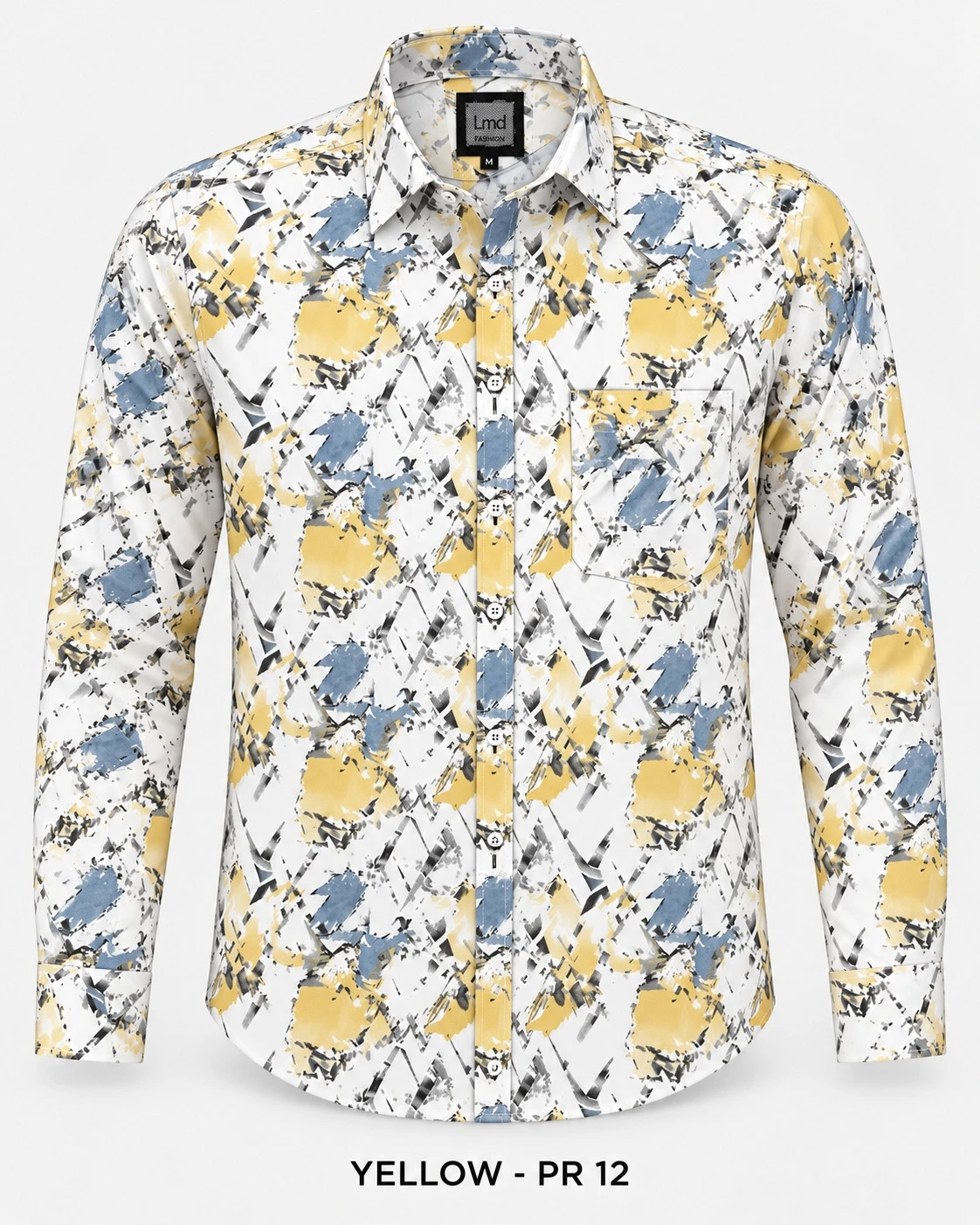 Trendy fashion yellow  white printed shirt -L-PR 12