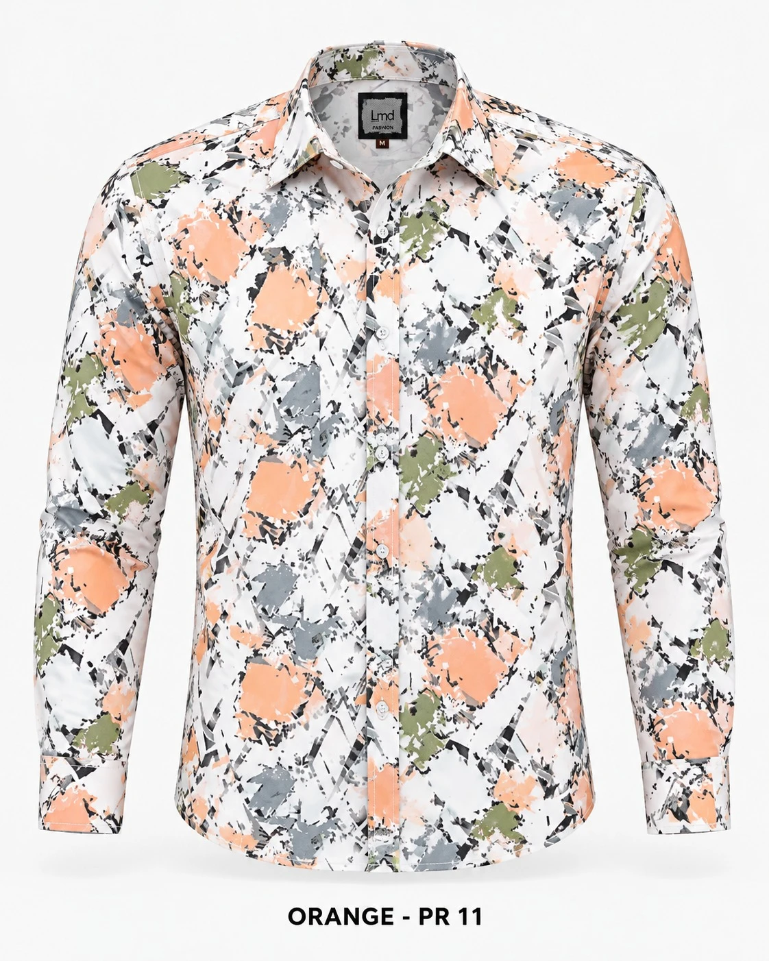 Trendy fashion orange  white printed shirt -L-PR 11