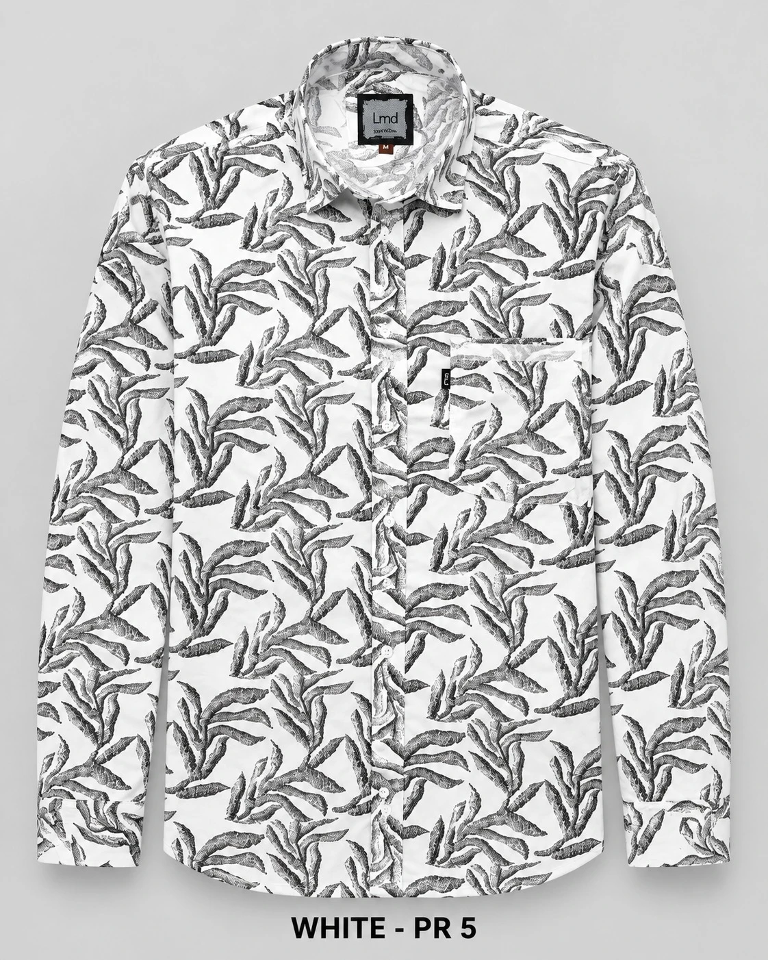 Trendy white leaf printed shirt -L-PR 05
