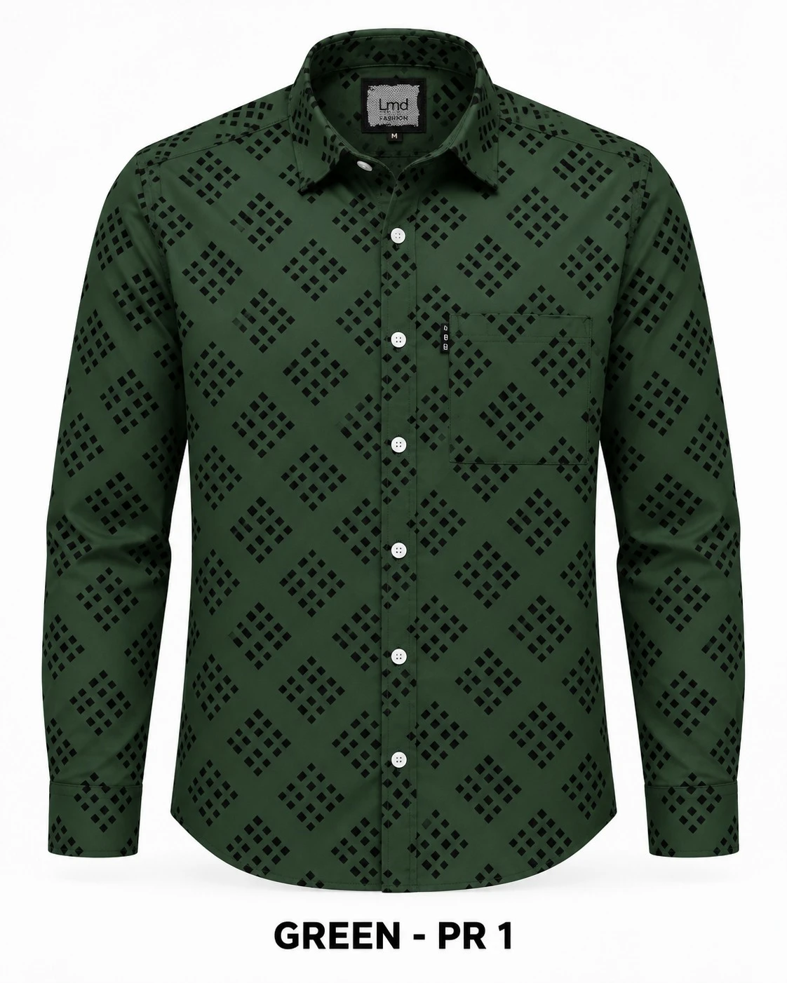 Trendy fashion dark green  printed shirt -L-PR 1